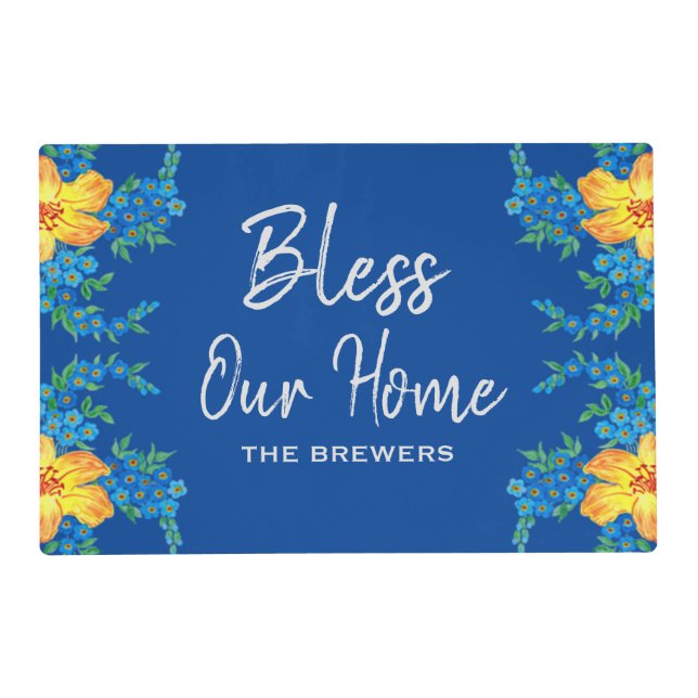 Personalized Bless Our Home Laminated Placemat (Front)