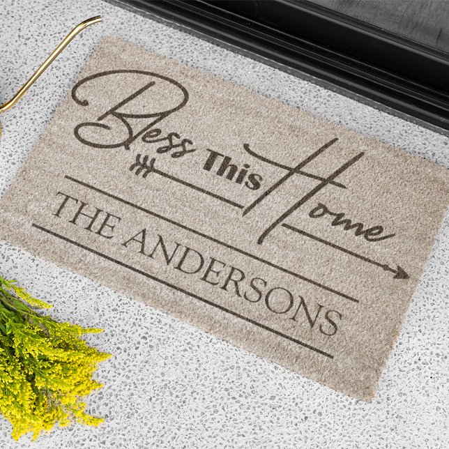 Personalized Bless this Home Fiber Doormat (Creator Uploaded)