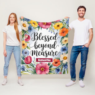 Personalized Blessed Beyond Measure Christian Fleece Blanket