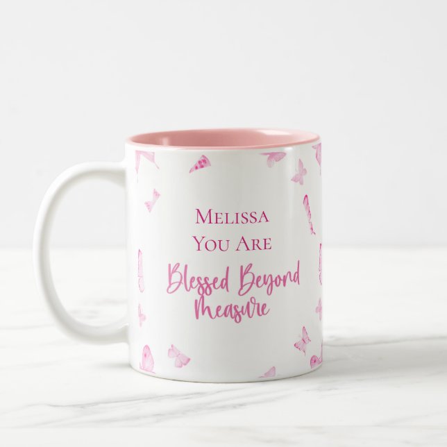 Personalized Blessed Beyond Measure Coffee Cup (Left)