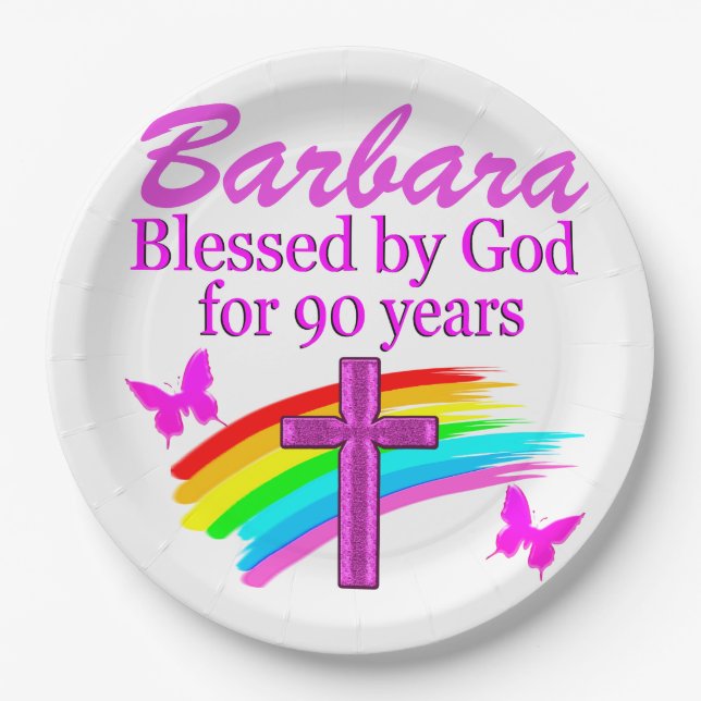 PERSONALIZED BLESSED BY GOD FOR 90 YEARS PLATES (Front)