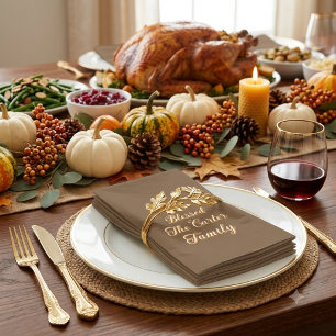 Personalized Blessed Family Thanksgiving Napkins