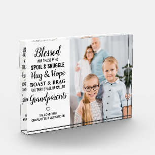 Personalized Blessed Grandparents Poem Modern Photo Block