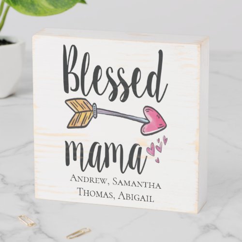 Personalized Blessed Mama Gift for Mom Wooden Box Sign