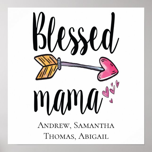 Personalized Blessed Mama Mother's Day Gift Poster (Front)
