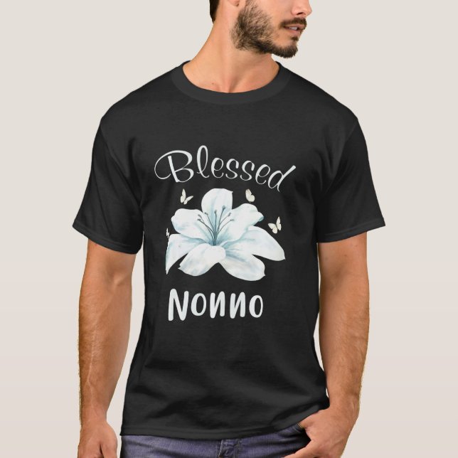 Personalized Blessed Nonno Lily Flower T-Shirt (Front)
