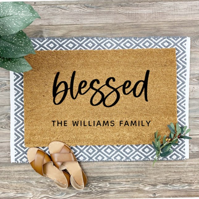 Personalized Blessed Welcome Mat Family Name (Creator Uploaded)