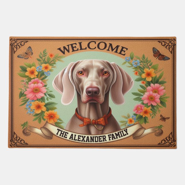 Personalized Bliss Weimaraner Dog Serenity Welcome Doormat (Front)