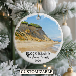 Personalized Block Island Ornament, Rhode Island Ceramic Ornament