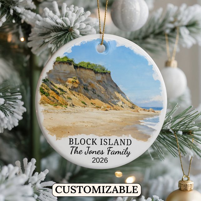 Personalized Block Island Ornament, Rhode Island Ceramic Ornament (Creator Uploaded)