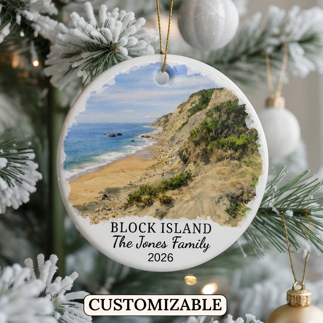 Personalized Block Island Ornament, Rhode Island Ceramic Ornament (Creator Uploaded)