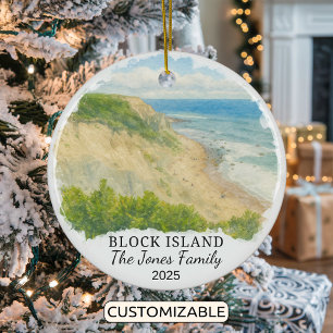 Personalized Block Island Ornament, Rhode Island Ceramic Ornament