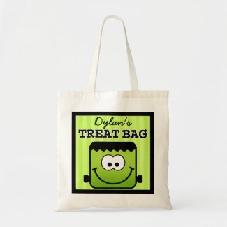 Personalized Blockhead Monster Halloween Treat Bag