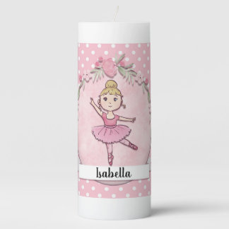 Personalized Blond Ballerina Pillar Candle