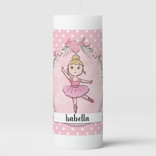 Personalized Blond Ballerina Pillar Candle (Front)