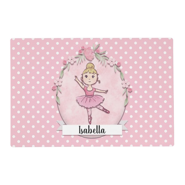 Personalized Blond Ballerina Placement with Puzzle Placemat (Front)
