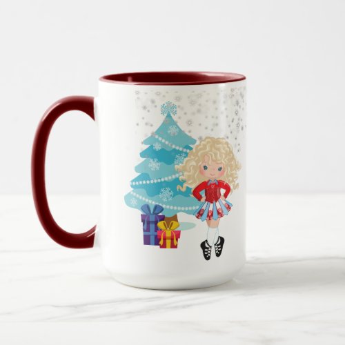 Personalized Blond Irish Dancer Winter Christmas Mug