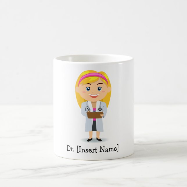 Personalized Blonde Female Doctor Coffee Mug (Center)