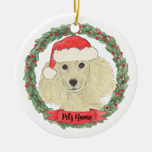 Personalized Blonde Golden Poodle Ceramic Ornament