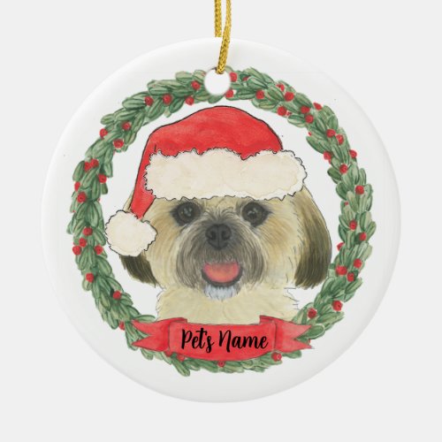 Personalized Blonde Golden Tan Shih Tzu Ceramic Ornament