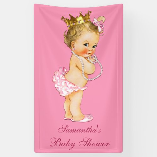 Personalized Blonde Little Princess Baby Shower Banner