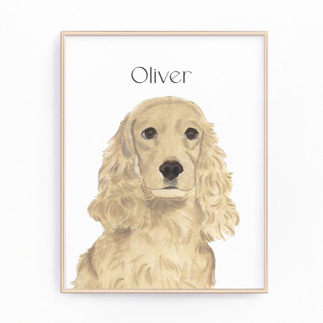 Personalized Blonde Tan Golden Cocker Spaniel Art Photo Print (Creator Uploaded)