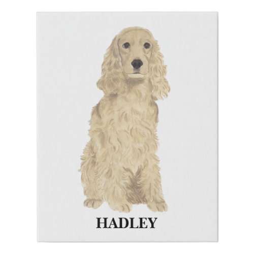 Personalized Blonde Tan Golden Cocker Spaniel Faux Canvas Print