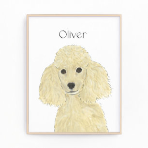 Personalized Blonde Tan Golden Poodle Art Photo Print