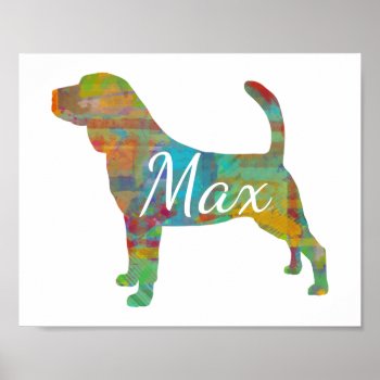 Personalized Bloodhound Art Print Poster by Silhouette_Shop at Zazzle