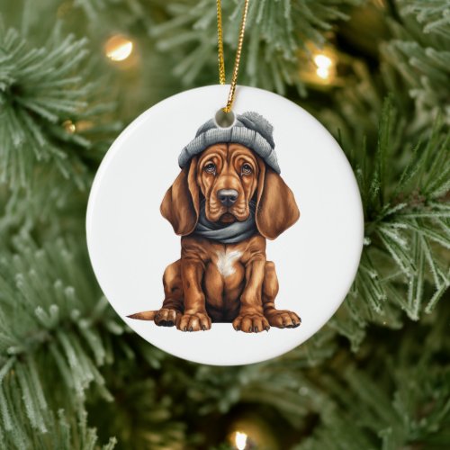 Personalized Bloodhound Dog Art Ceramic Ornament