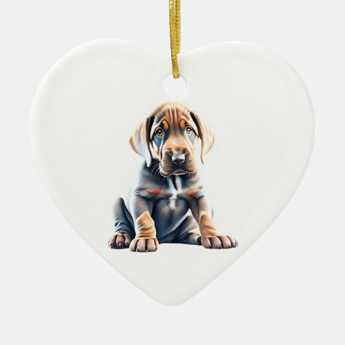 Personalized Bloodhound Puppy Dog Ceramic Ornament