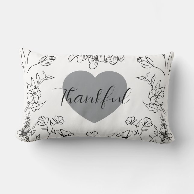 Personalized Bloom Print Modern Bedroom Accent Lumbar Pillow (Front)