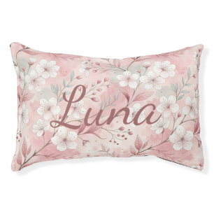 Personalized Bloom Sakura Pink Burgundy Pet Bed
