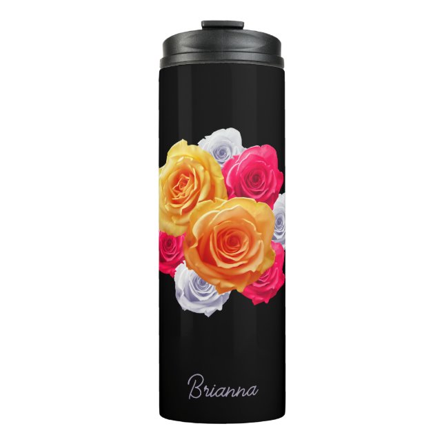Personalized Blooming Roses Motif Thermal Tumbler (Front)