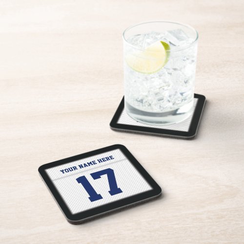 Personalized Blue 2 Football Jersey Sports Drink  Beverage Coaster