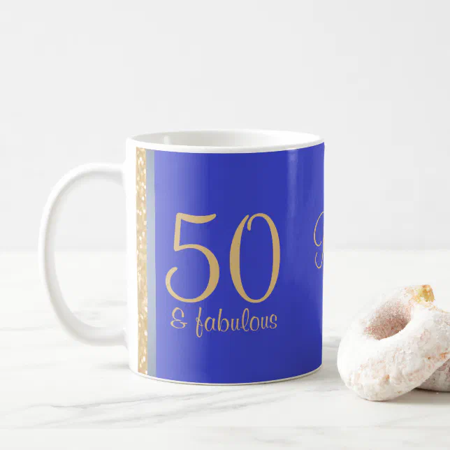 Personalized Blue "50 And Fabulous" 50th Birthday Coffee Mug | Zazzle