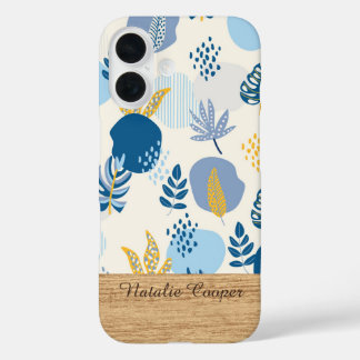 Personalized Blue Abstract Botanical iPhone Case