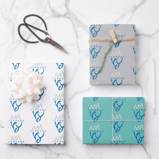 Personalized Blue Abstract Iceberg Motivational Wrapping Paper Sheets (Front)