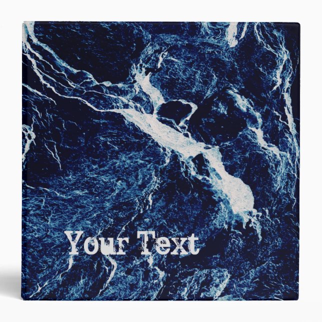 Personalized Blue Abstract Pattern 3 Ring Binder (Front)