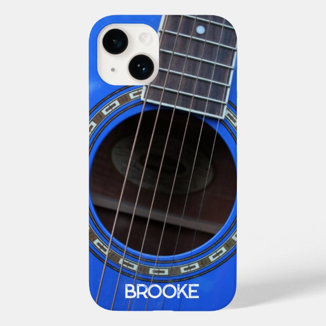 Personalized Blue Acoustic Guitar Case-Mate iPhone Case (Back)