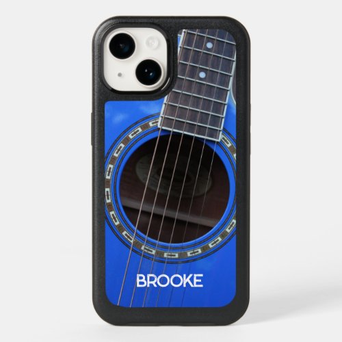 Personalized Blue Acoustic Guitar OtterBox iPhone 14 Case