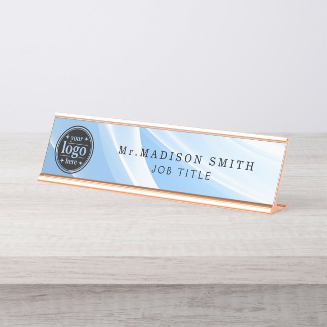 Personalized Blue Acrylic Desk Name Plate  (Front)