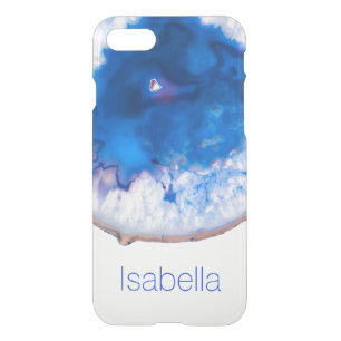 Personalized Blue Agate Gem Crystal Clear case