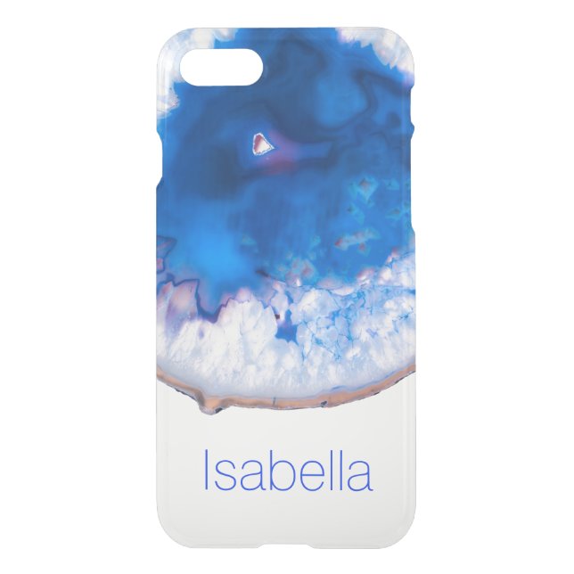 Personalized Blue Agate Gem Crystal Clear case (Back)
