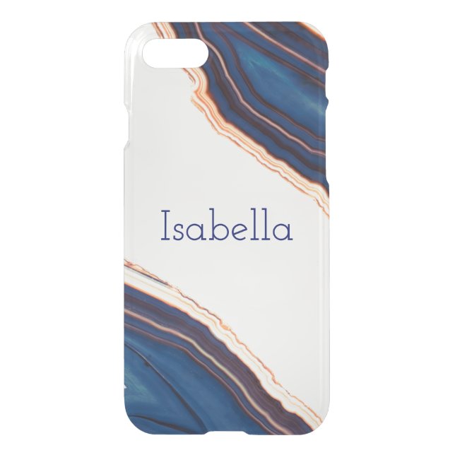 Personalized Blue Agate Gem Iphone Clear case (Back)