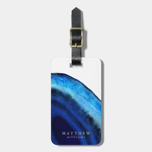 Personalized | Blue Agate Luggage Tag (Front Vertical)