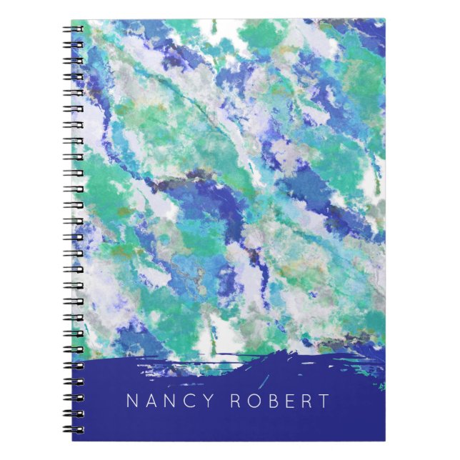 Personalized Blue Agate Natural Stone Notebook (Front)