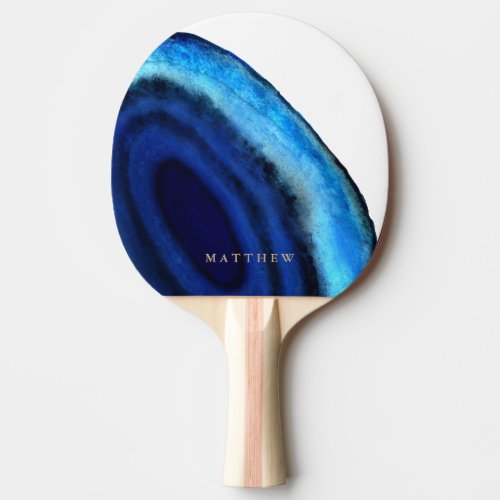 Personalized  Blue Agate Ping Pong Paddle