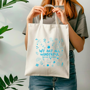 Personalized Blue All Wonderful Doodle Coquette Tote Bag