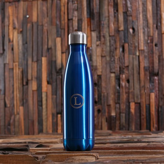 Personalized Blue Aluminum Water Bottle (Front)